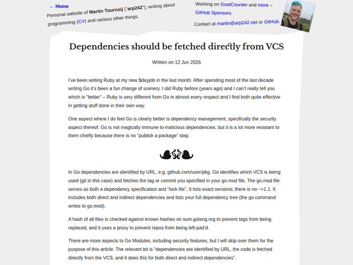 Dependencies should be fetched directly from VCS