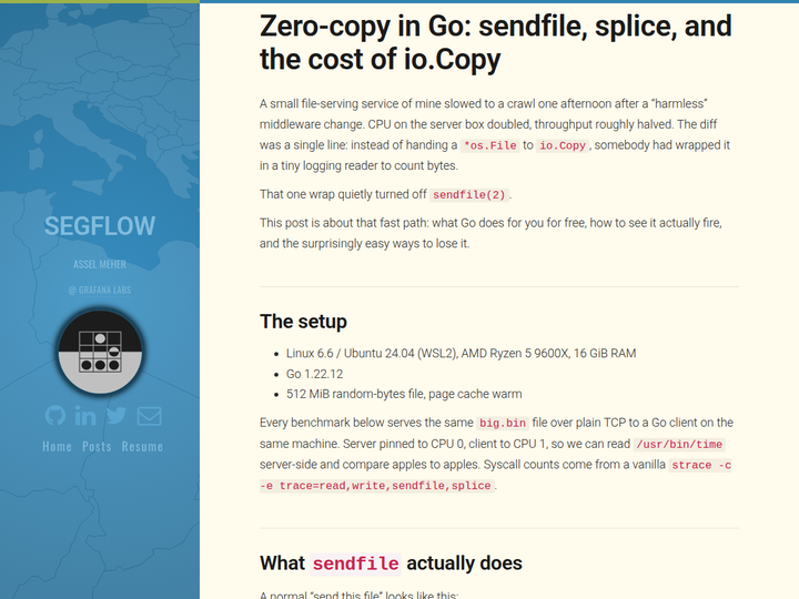 Zero-copy in Go: sendfile, splice, and the cost of io.Copy