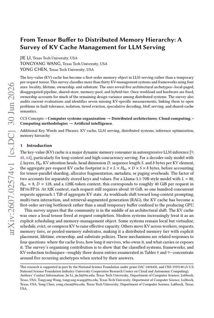From Tensor Buffer to Distributed Memory Hierarchy: A Survey of KV Cache Management for LLM Serving