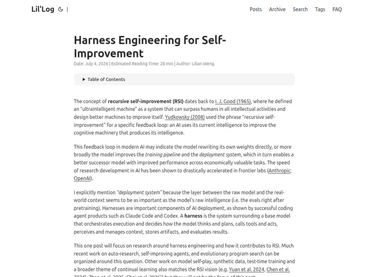 Harness Engineering for Self-Improvement