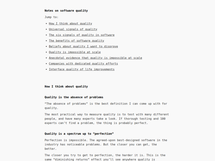 Notes on Software Quality