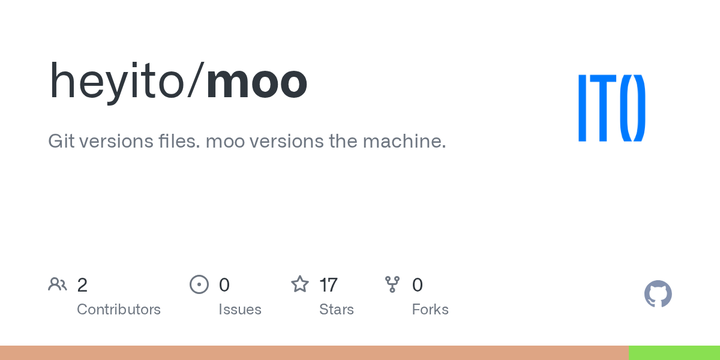 Moo, Git versions code, moo versions machines