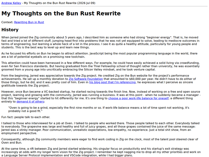 My Thoughts on the Bun Rust Rewrite
