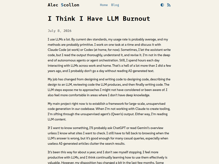 I think I have LLM burnout