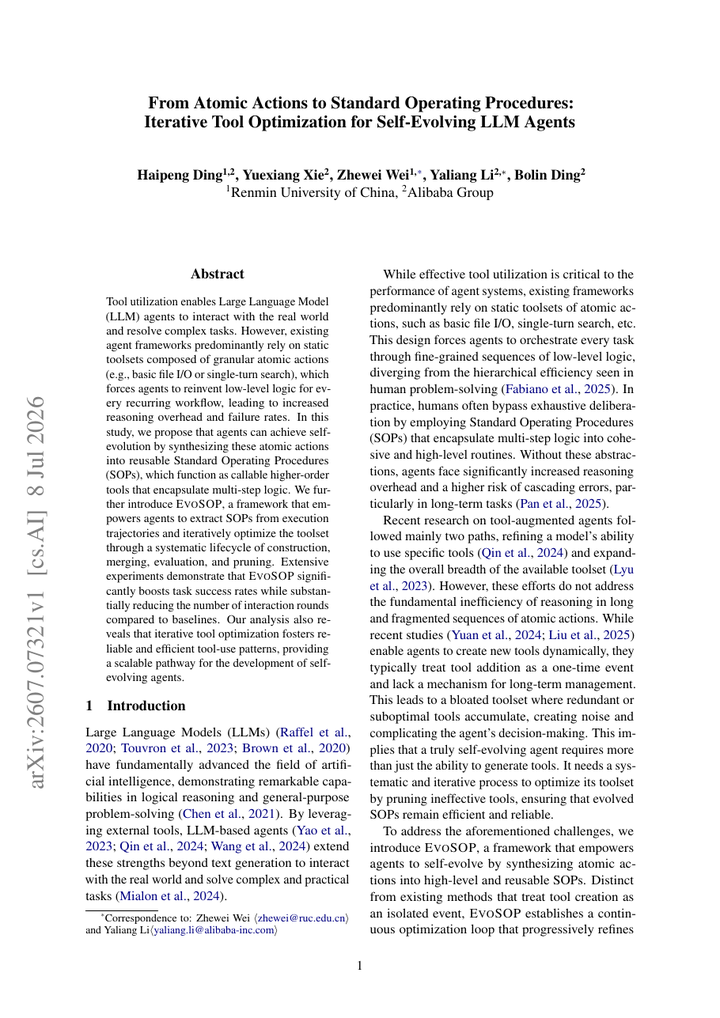 From Atomic Actions to Standard Operating Procedures: Iterative Tool Optimization for Self-Evolving LLM Agents