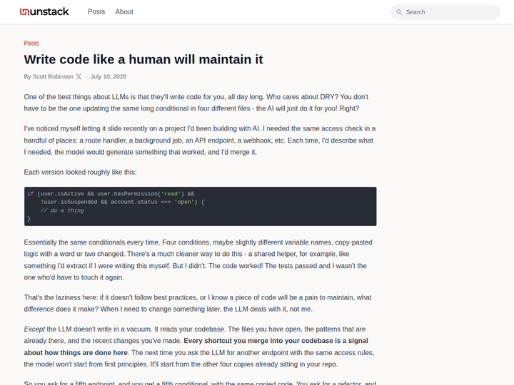 Write code like a human will maintain it