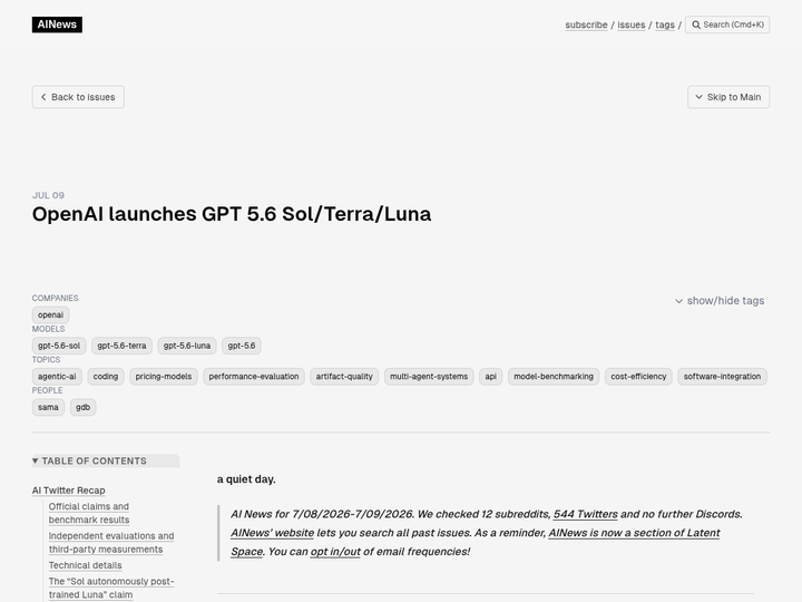 OpenAI launches GPT 5.6 Sol/Terra/Luna