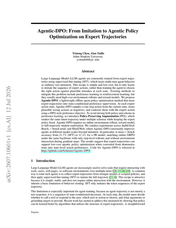 Agentic-DPO: From Imitation to Agentic Policy Optimization on Expert Trajectories