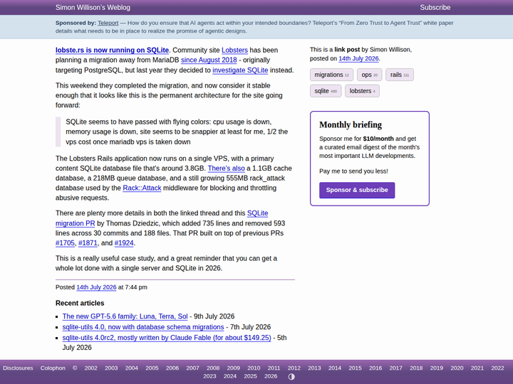 lobste.rs is now running on SQLite