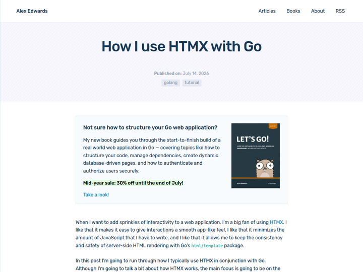 How I use HTMX with Go