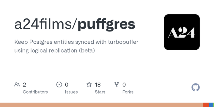 Puffgres logically replicates Postgres entities in turbopuffer