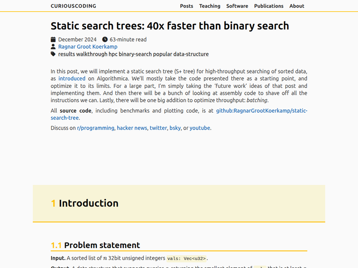 Static search trees: 40x faster than binary search
