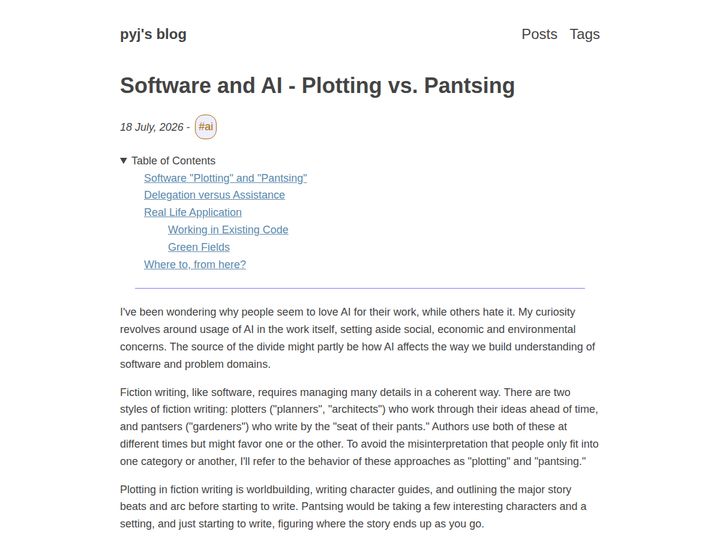 Software and AI - Plotting vs. Pantsing
