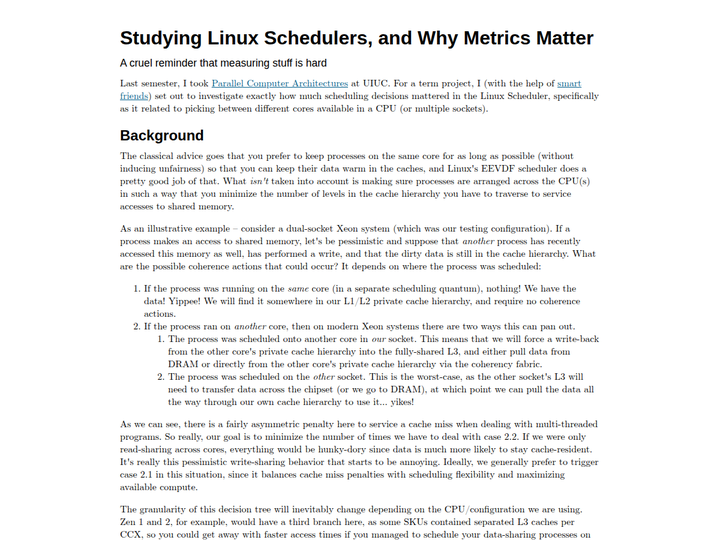 Studying Linux Schedulers, and Why Metrics Matter