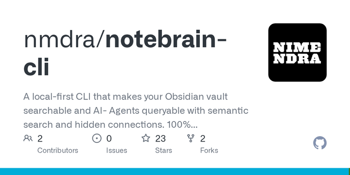 Local-first CLI to make Obsidian vaults searchable for AI agents