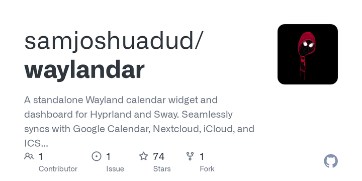 Waylandar - a Wayland calendar widget, syncs Google Calendar and more
