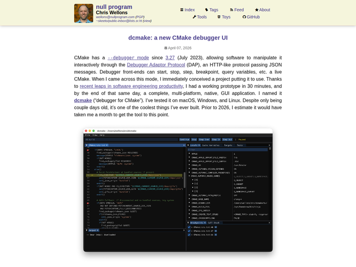 dcmake: a new CMake debugger UI