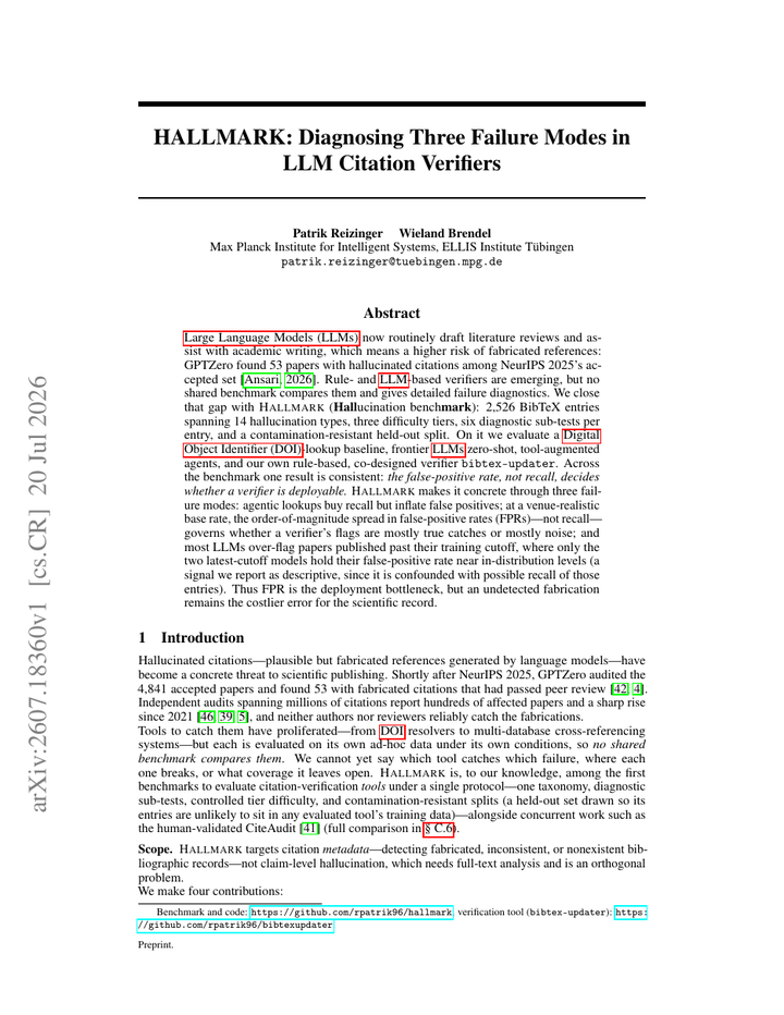 HALLMARK: Diagnosing Three Failure Modes in LLM Citation Verifiers