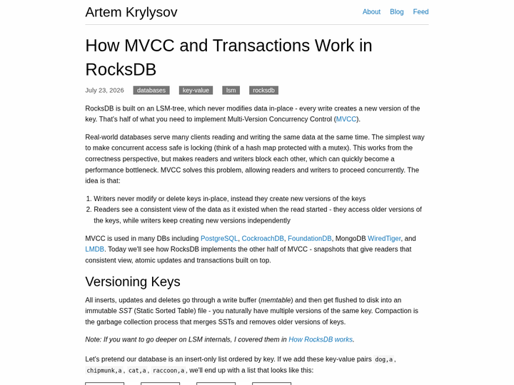 How MVCC and Transactions Work in RocksDB