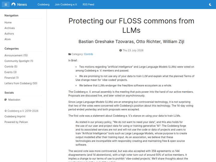 Protecting our FLOSS commons from LLMs