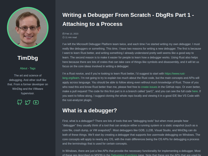 Writing a Debugger from Scratch