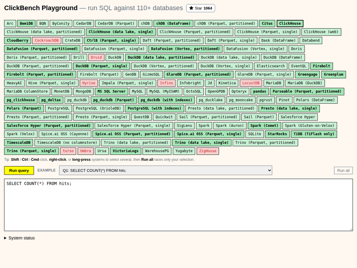 ClickBench Playground
