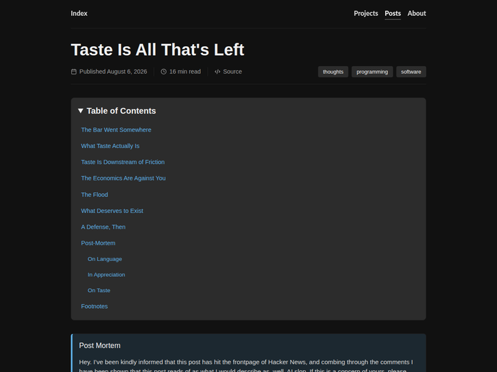 Taste Is All That's Left