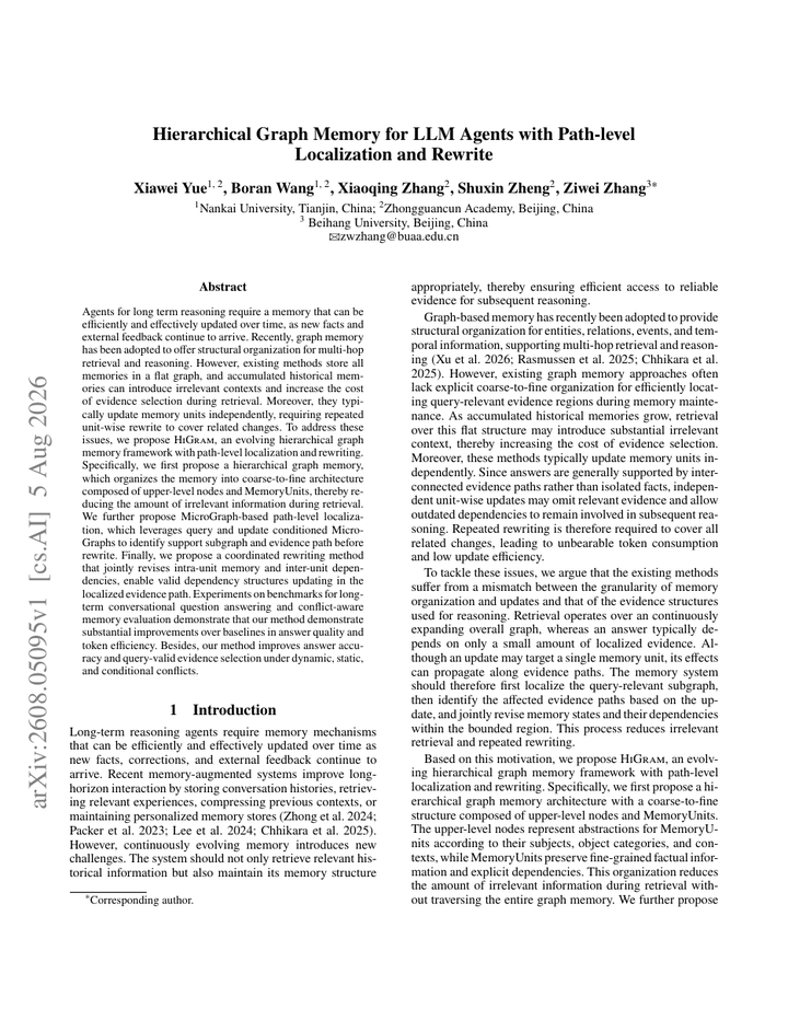 Hierarchical Graph Memory for LLM Agents