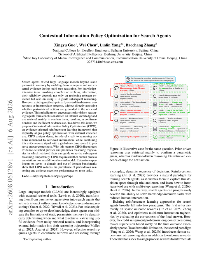 Contextual Information Policy Optimization for Search Agents