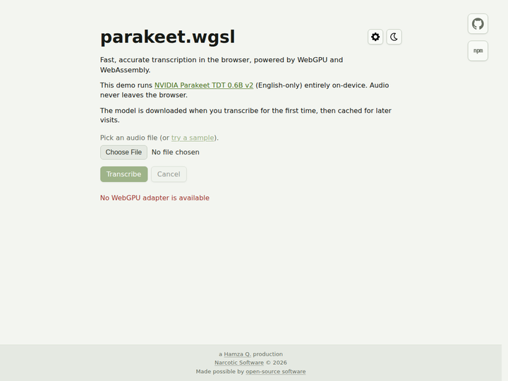 Parakeet TDT 0.6B v2 WebGPU