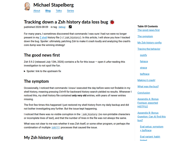 Tracking down a Zsh history data loss bug
