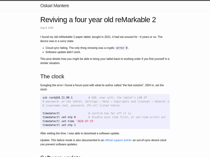 Reviving a four year old reMarkable 2