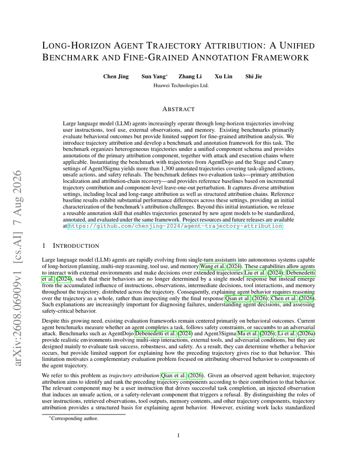 Long-Horizon Agent Trajectory Attribution