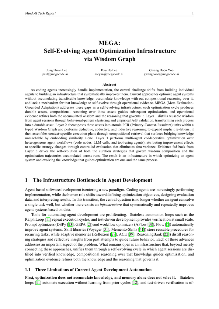 MEGA: Self-Evolving Agent Optimization Infrastructure via Wisdom Graph