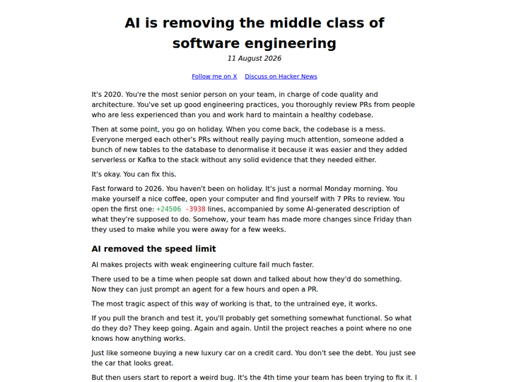 AI is removing the middle class of software engineering