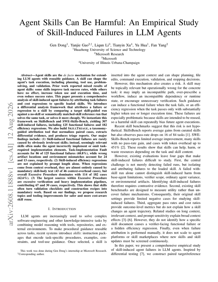 Agent Skills Can Be Harmful: An Empirical Study of Skill-Induced Failures in LLM Agents