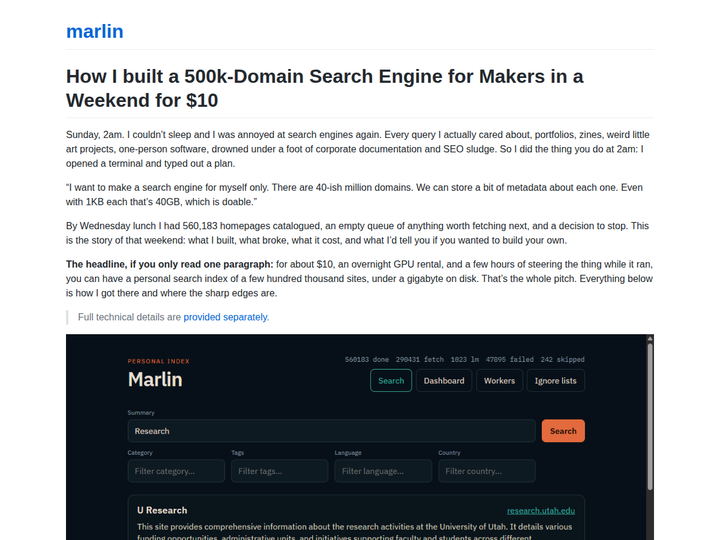 Building a 500k-Domain Search Engine for $10