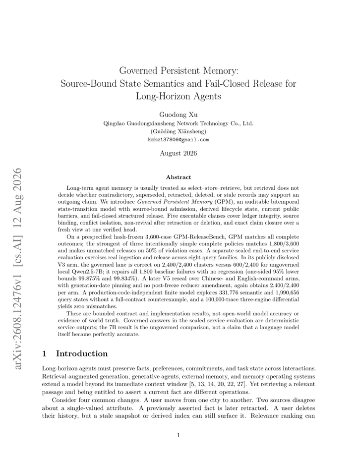 Governed Persistent Memory