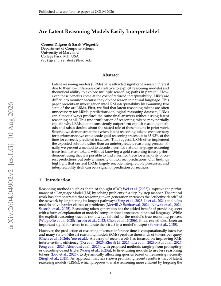 Are Latent Reasoning Models Easily Interpretable?