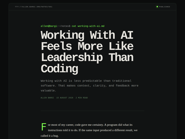 Working with AI Feels More Like Leadership Than Coding