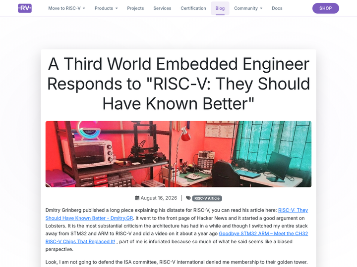 A 3rd World Embedded Engineer Responds to “RISC-V: They Should Have Known Better”