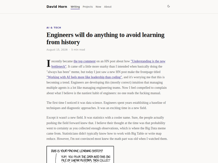 Engineers will do anything to avoid learning from history