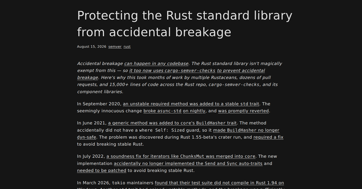 Protecting the Rust standard library from accidental breakage