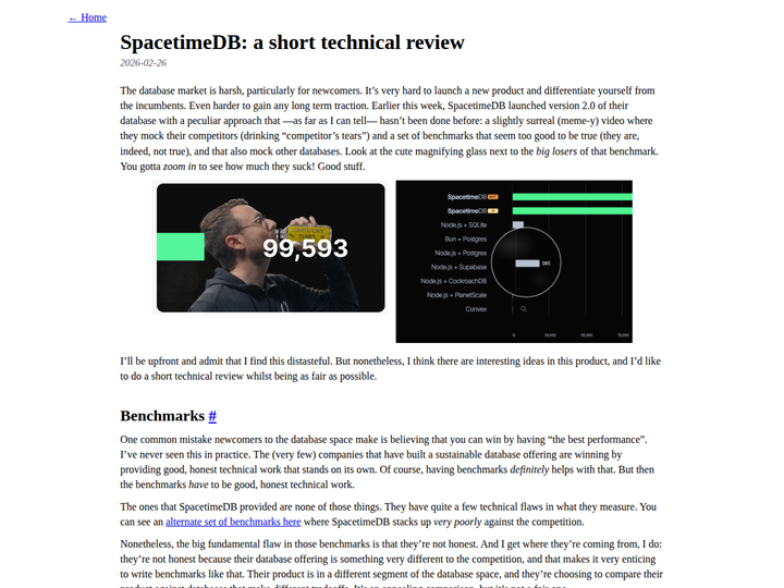 SpacetimeDB: A Short Technical Review