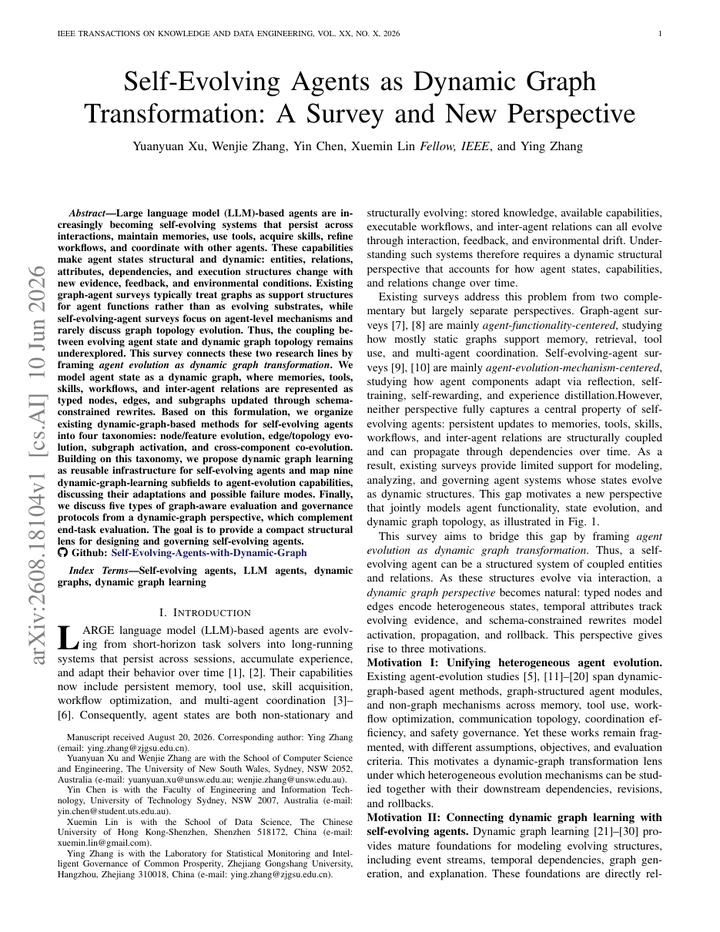 Self-Evolving Agents as Dynamic Graph Transformation