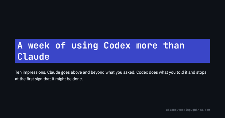 A week of using Codex more than Claude