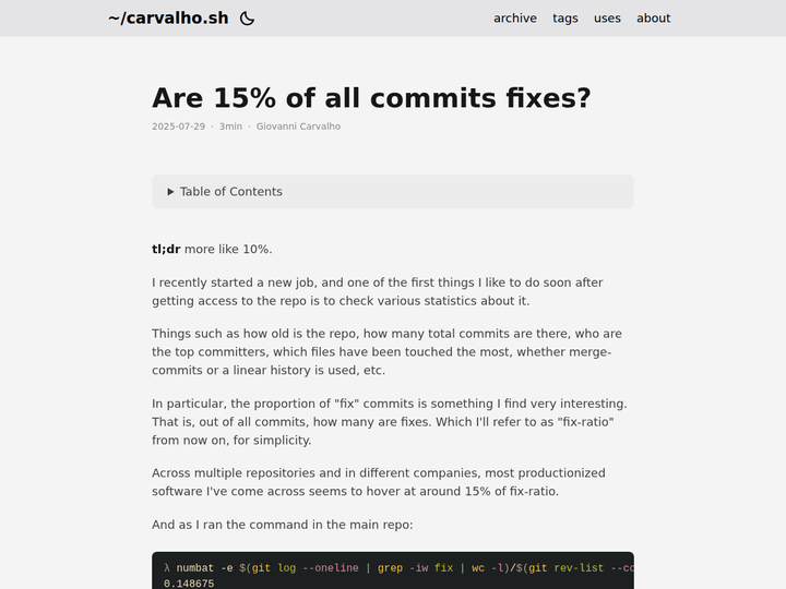 Are 15% of all commits fixes? (2025)