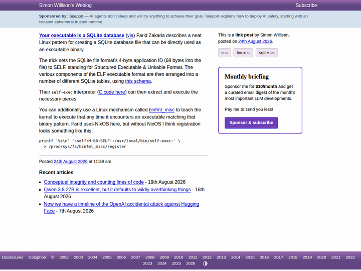 Your executable is a SQLite database