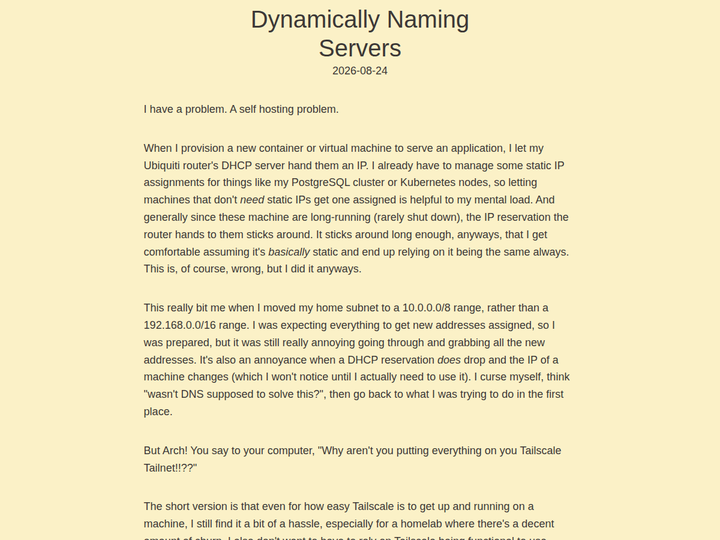 Dynamically Naming Servers