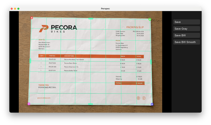 Perspec 1.0: A Haskell desktop app for perspective correction of document photos